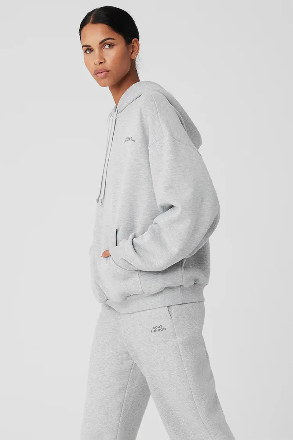 Drawstring Hoodie Grey Sweatshirt - Body London