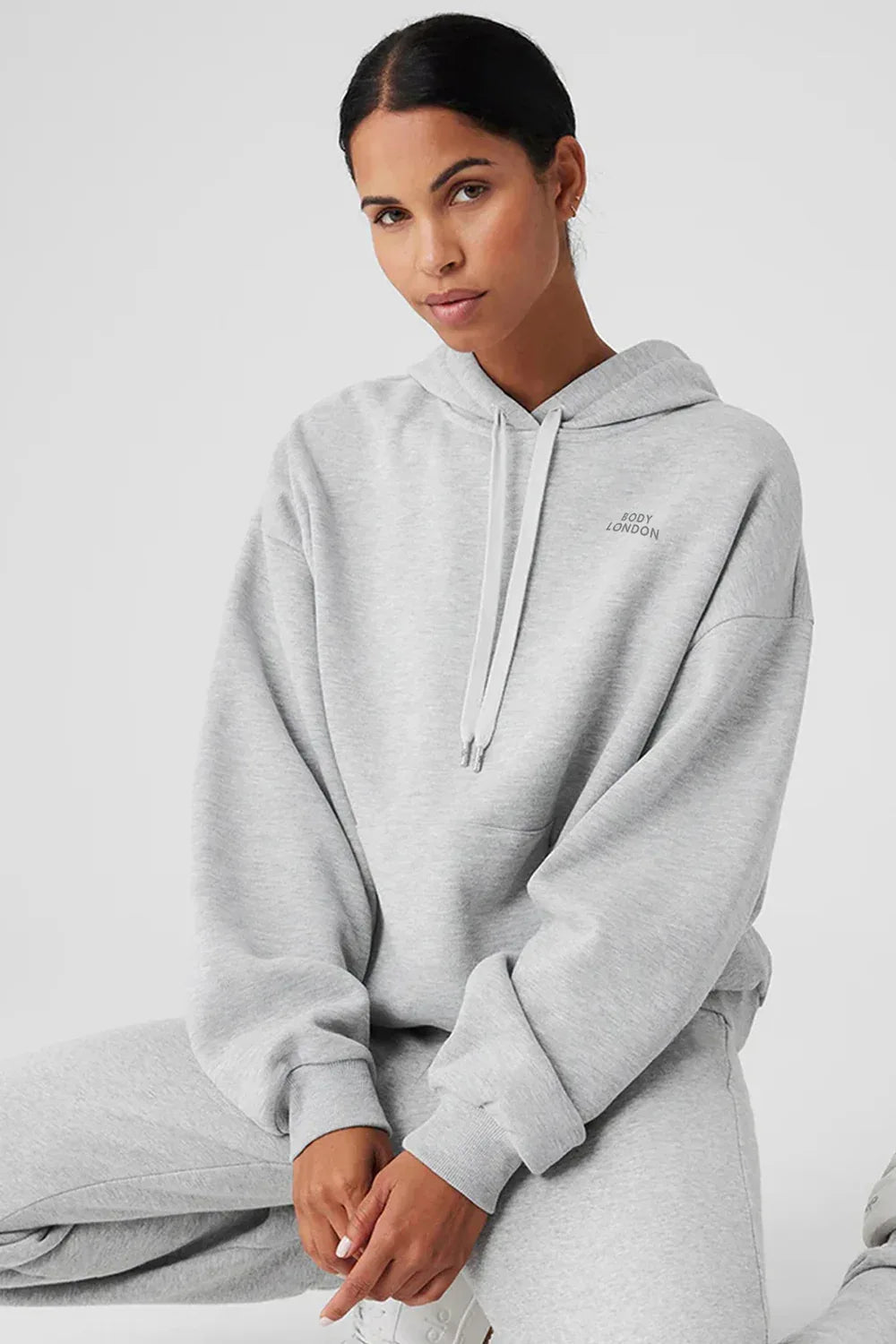 Drawstring Hoodie Grey Sweatshirt - Body London
