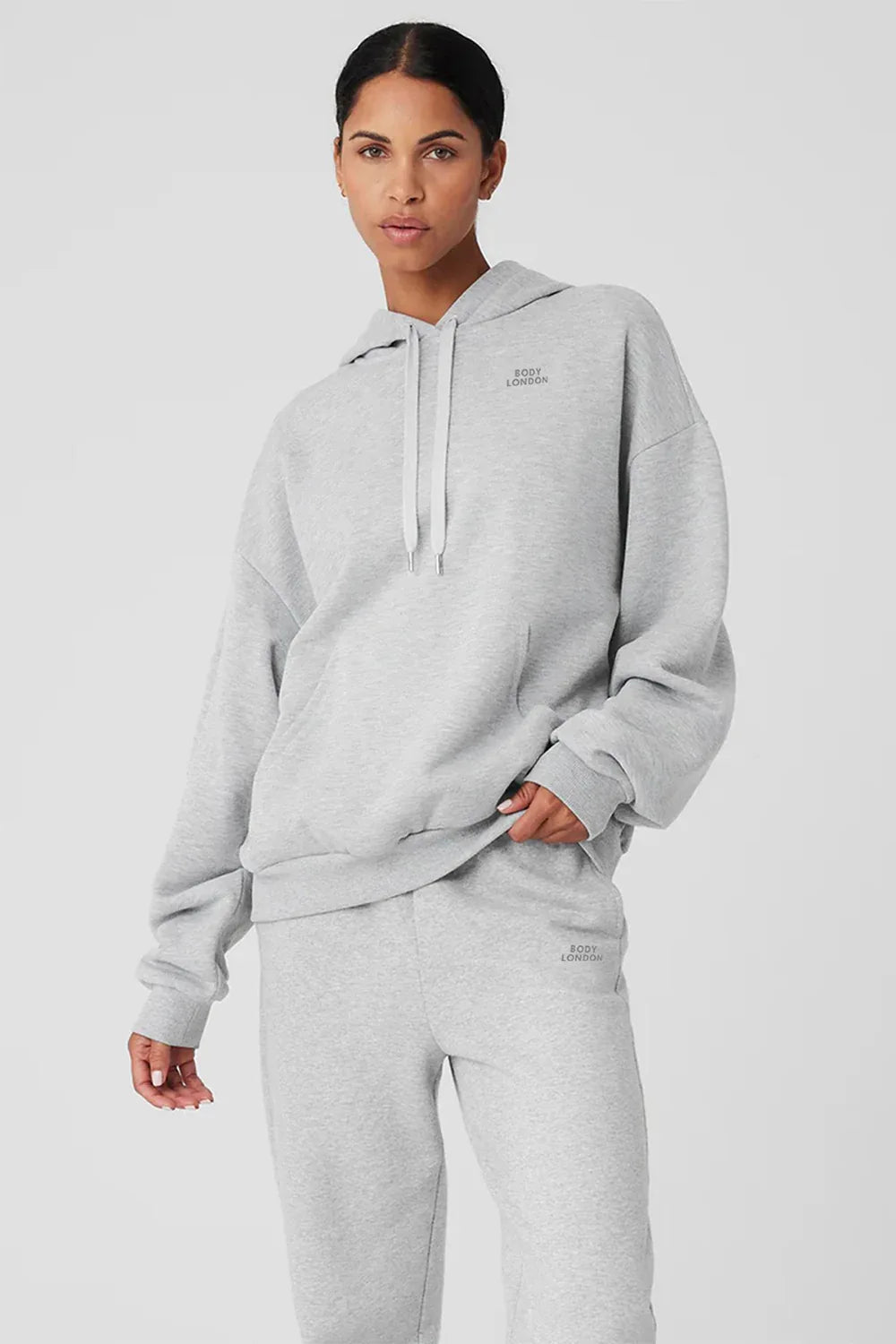 Drawstring Hoodie Grey Sweatshirt - Body London