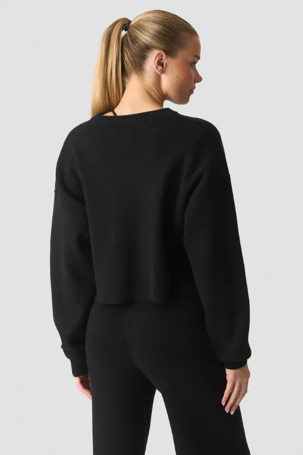 Soft Knit Cropped Crewneck Black - Body London