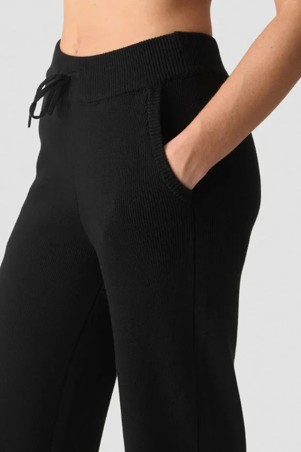 Soft Knit Relaxed Fit Pants Black - Body London