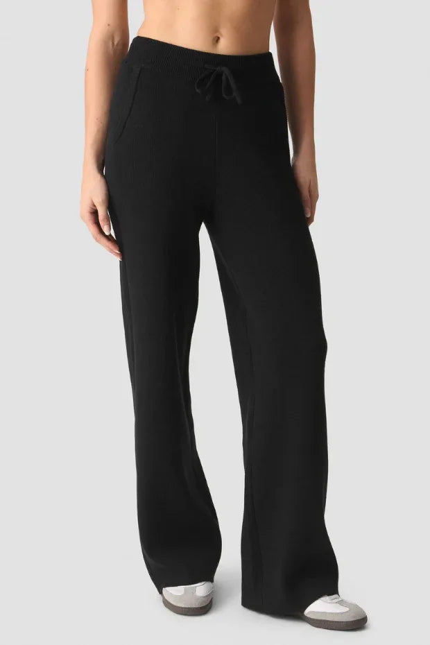 Soft Knit Relaxed Fit Pants Black - Body London
