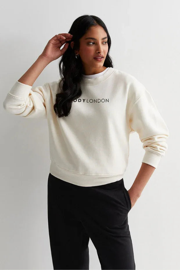 Crew Neck Cream Sweatshirt - Body London