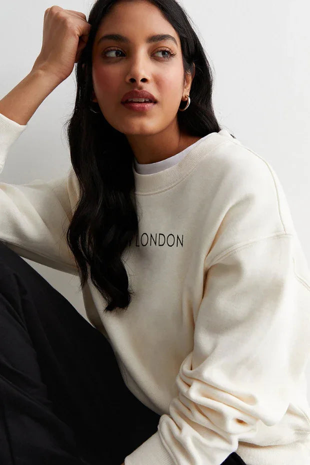 Crew Neck Cream Sweatshirt - Body London