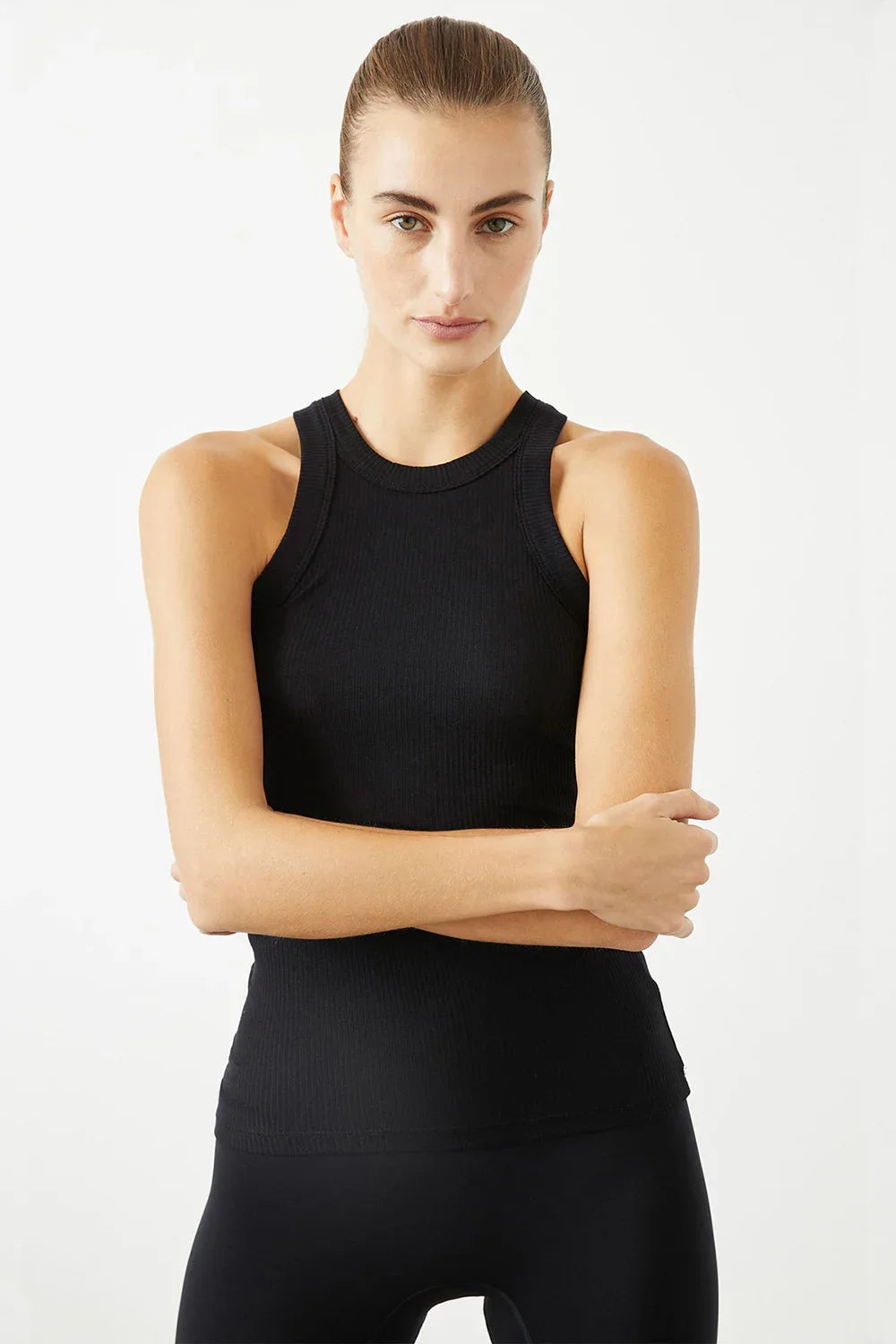 Rivington Ribbed Black Tank Top - Body London