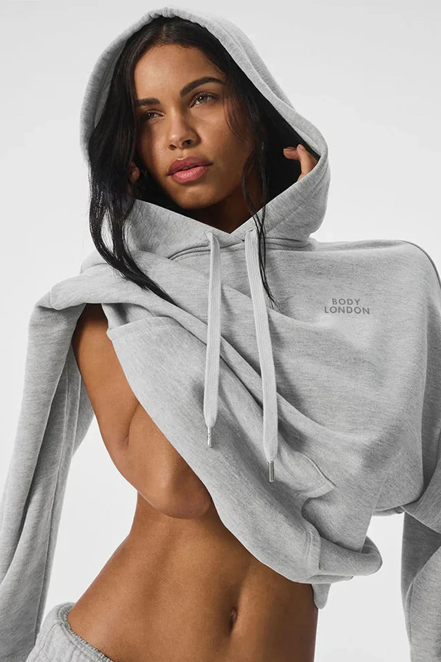 Drawstring Hoodie Grey Sweatshirt
