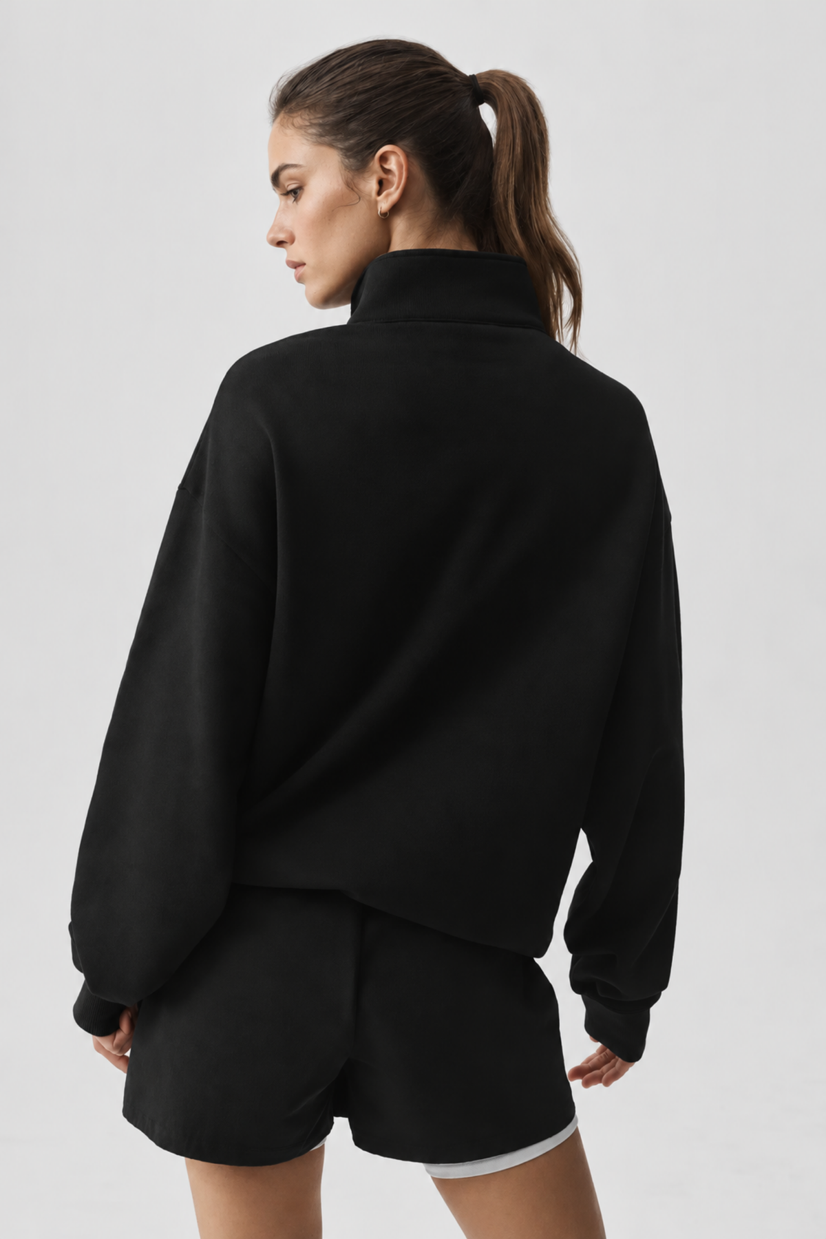 Essential Half-Zip Sweatshirt – Black