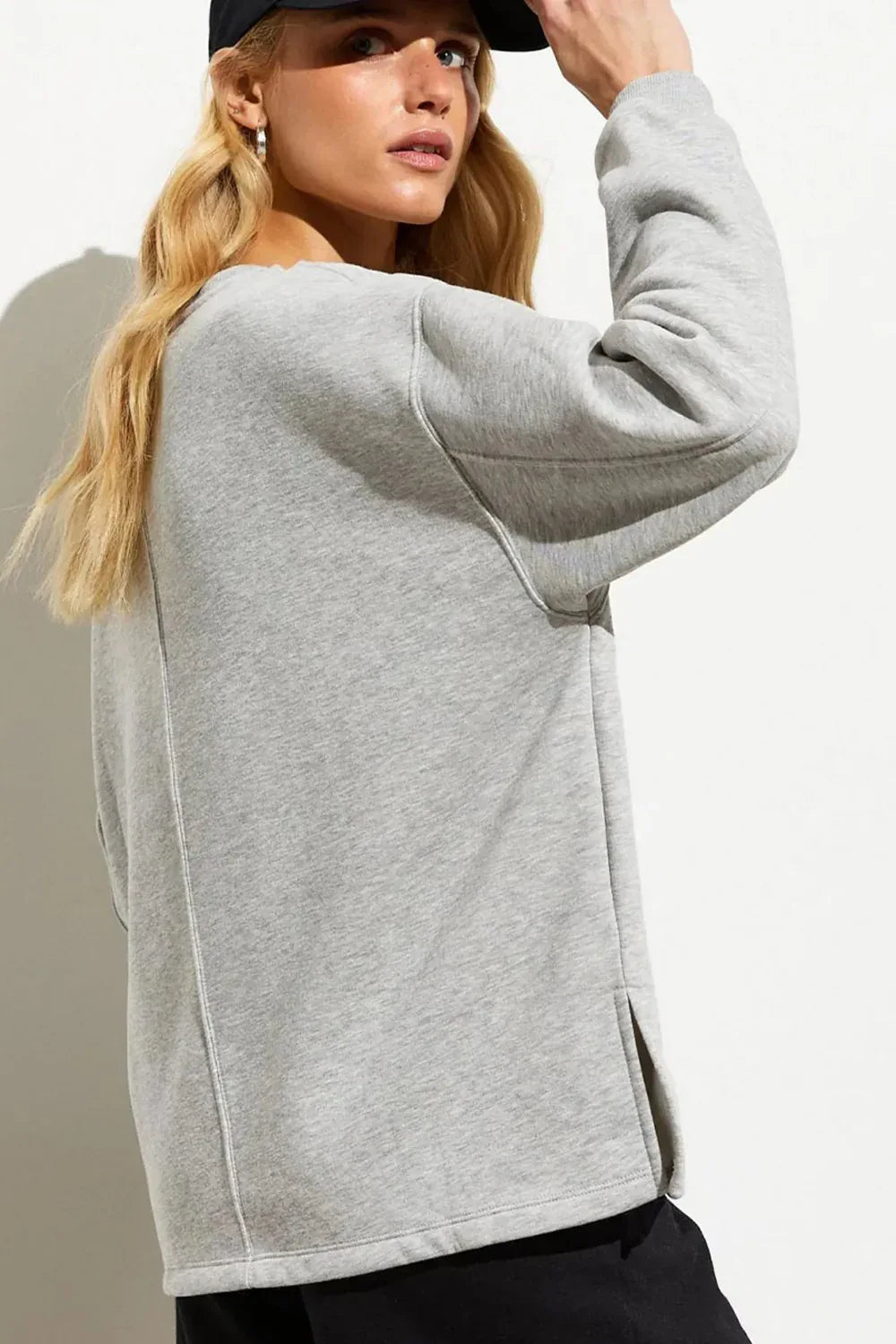 Grey Side Slit Oversized Sweatshirt - Body London