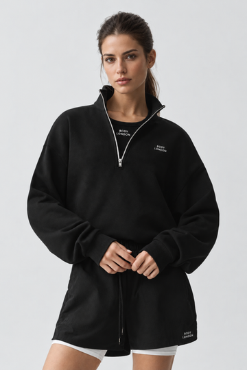 Essential Half-Zip Sweatshirt – Black