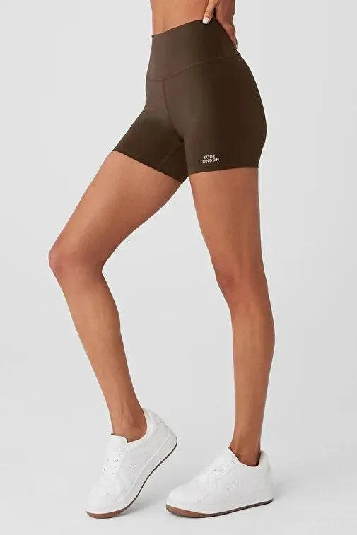High Waist Brown Mini Leggings - Body London