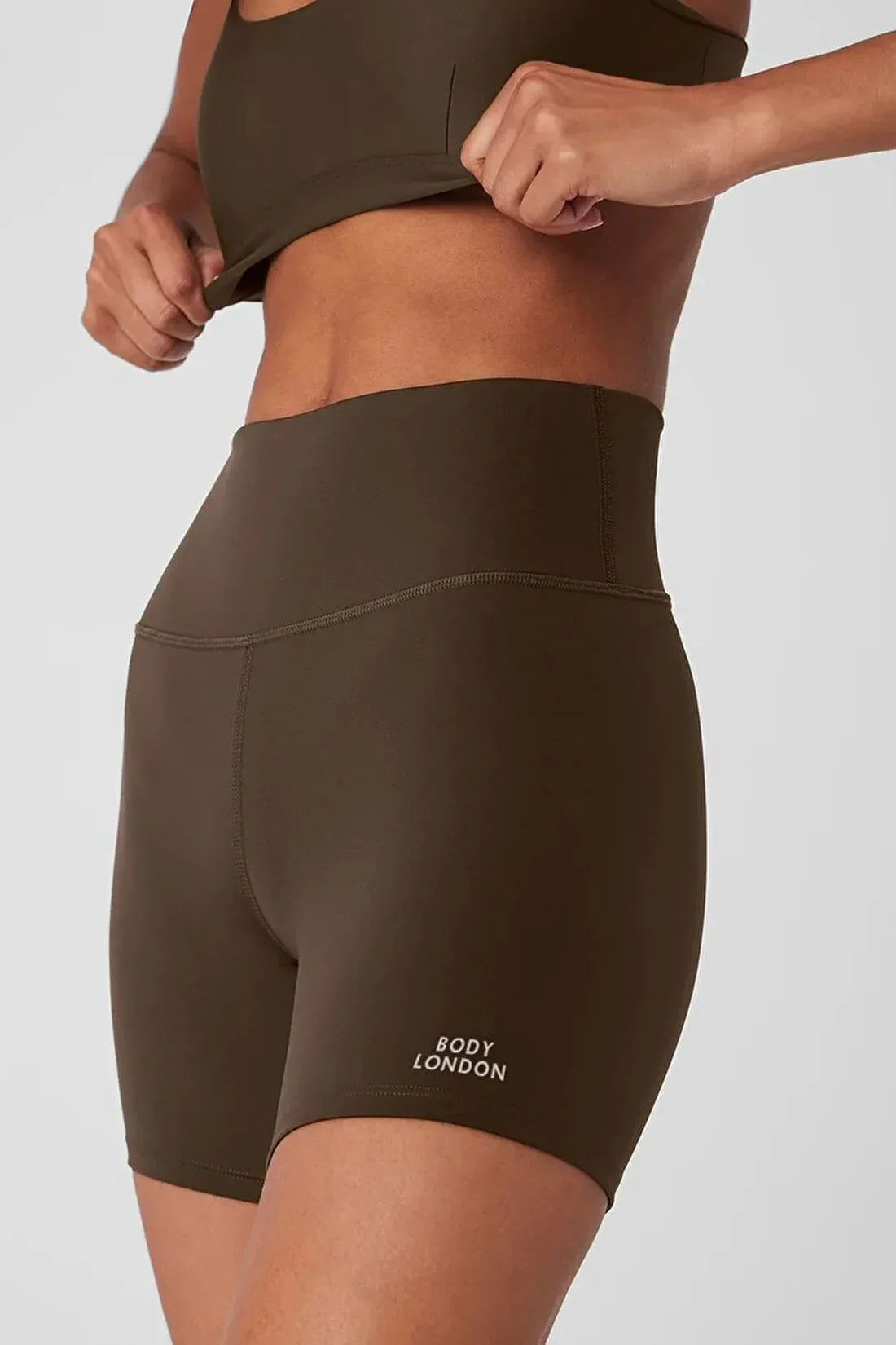 High Waist Brown Mini Leggings - Body London