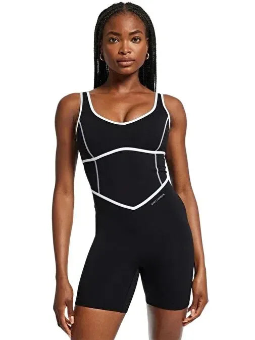 V-Neck Tempo Contrast-Stitch Jumpsuit - Body London