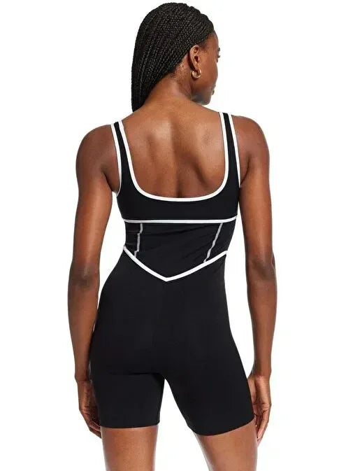 V-Neck Tempo Contrast-Stitch Jumpsuit - Body London