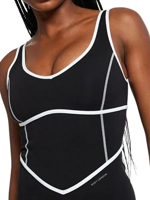 V-Neck Tempo Contrast-Stitch Jumpsuit - Body London