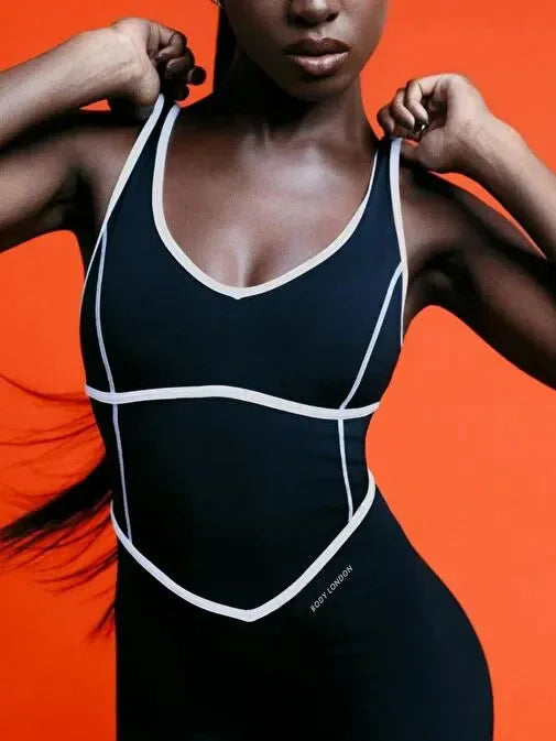 V-Neck Tempo Contrast-Stitch Jumpsuit - Body London