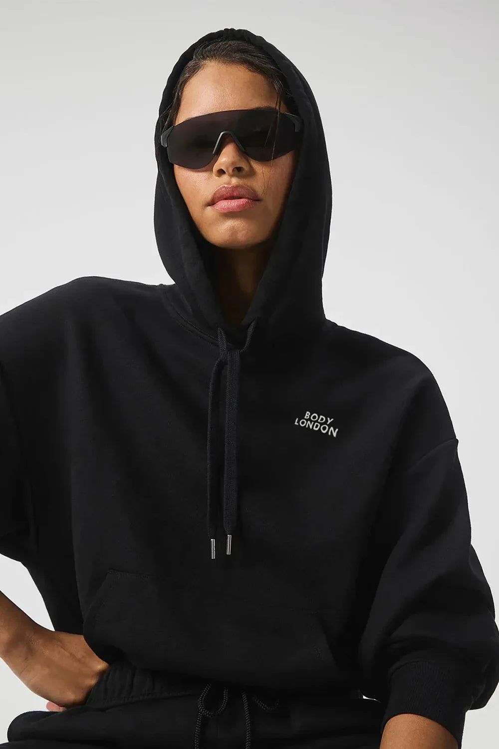 Drawstring Hooded Sweatshirt – Black - Body London