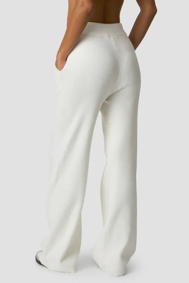 Soft Knit Relaxed Fit Pants White - Body London