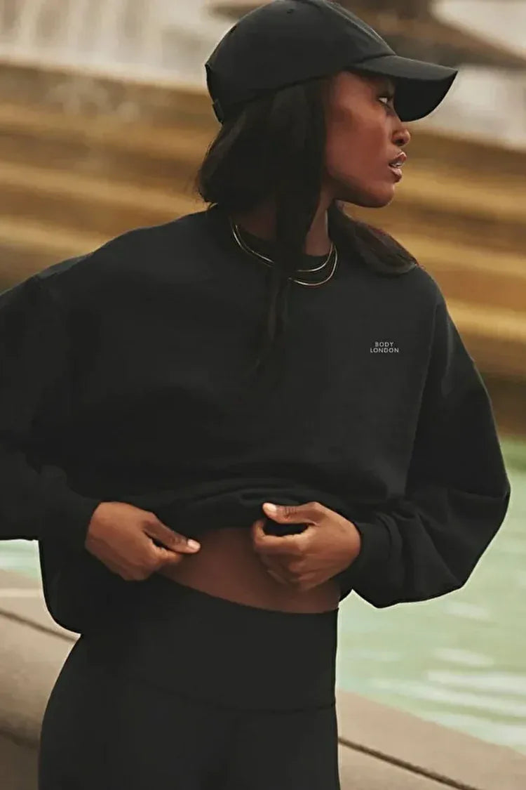 Crew Neck Black Sweatshirt - Body London