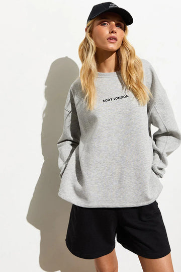 Grey Side Slit Oversized Sweatshirt - Body London