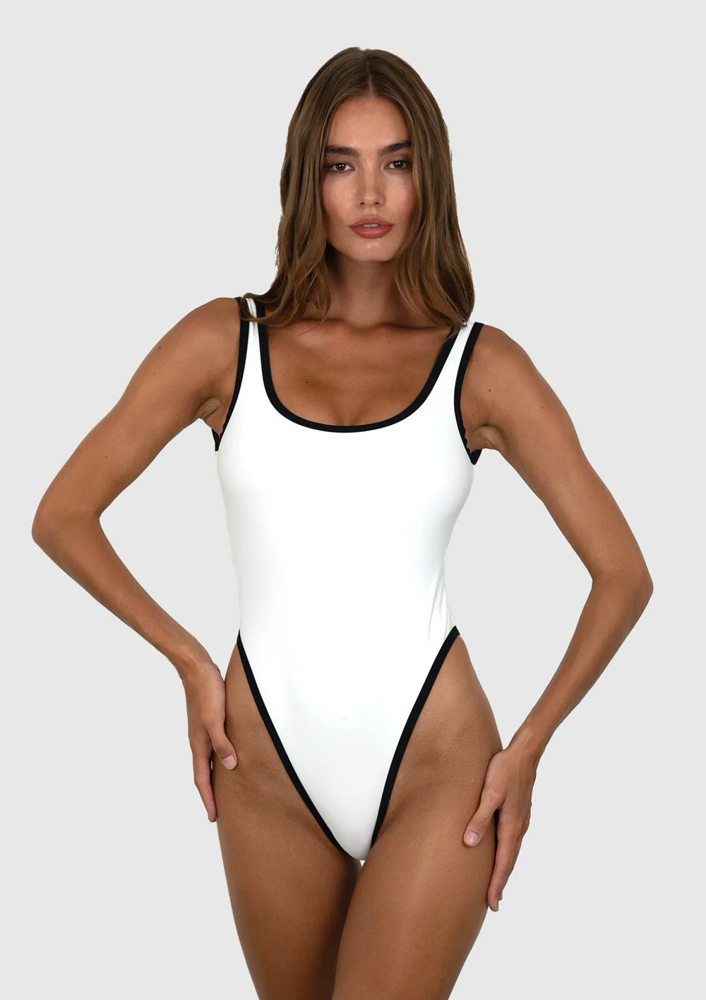 Marina One-Piece Swimsuit Ivory - Front View | Body London