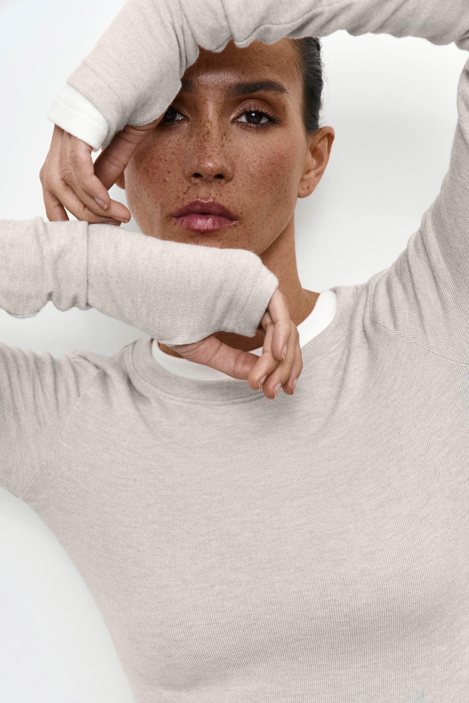 Body London Soft Jersey Long Sleeve Top & Bottom Set – Beige - Body London